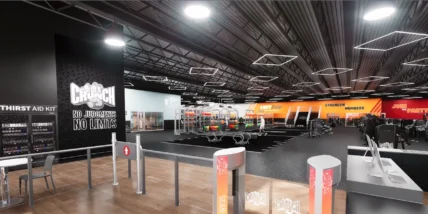 Rendering of a new Crunch Fitness gym